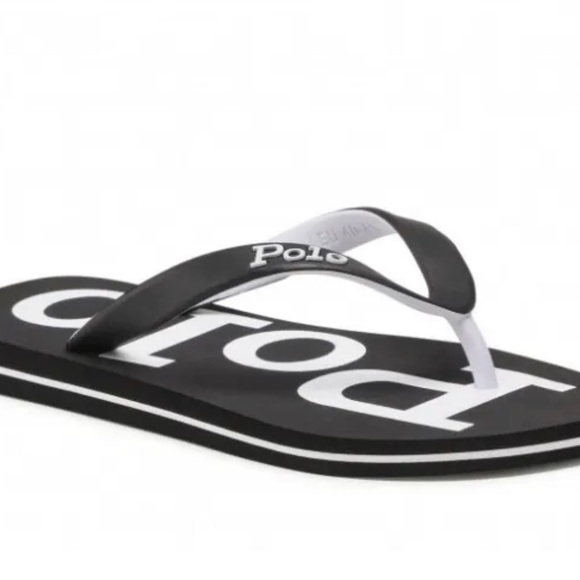Polo Ralph Lauren Black/White Men's Bolt Flip Flops - Picture 3 of 13